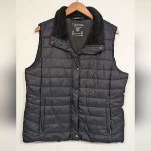 Calvin Klein Women's XL Black Quilted Insulated Puffer Vest Packable Zip Pockets